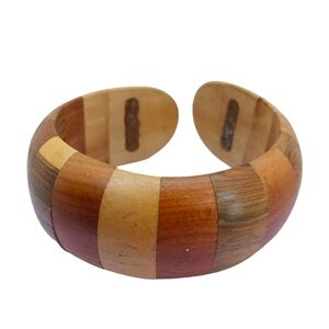 Wood Womens Bangle Bracelet Jewelry Boho Chunky Handmade Brown